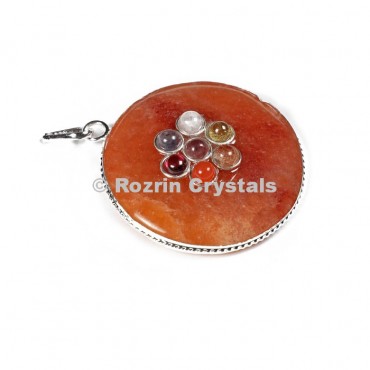 Peach Aventurine Chakra Disc Pendants