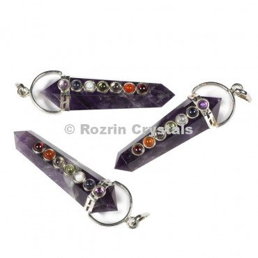 Amethyst Double Point Chakra Pendants