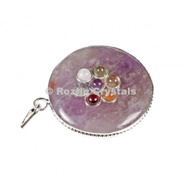 Amethyst Chakra Disc Pendants