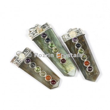 Labrodrite Flat Chakra Pencil Pendants