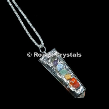 Crystal Quartz Flat Chakra Pencil Pendant