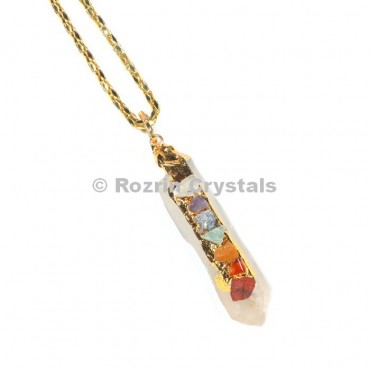 Crystal Quartz Chakra  Pencil  Pendant