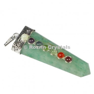 Green Aventurine Flat  Chakra Pencil Pendant