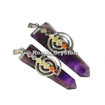 Amethyst Flat Choko Reiki Pencil Chakra Pendant