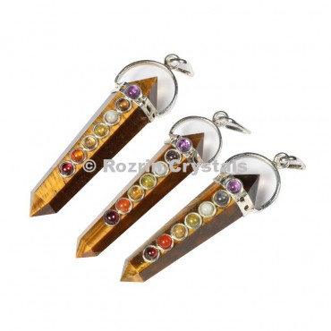 Tiger Eye Chakra Double Point Pendants