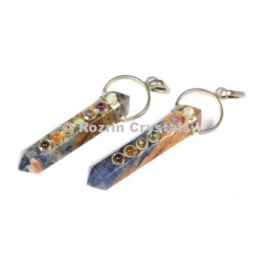 Sodalite Chakra  Double P oint Pencil Pendants