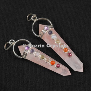 Rose Quartz Double Point Chakra Pendants