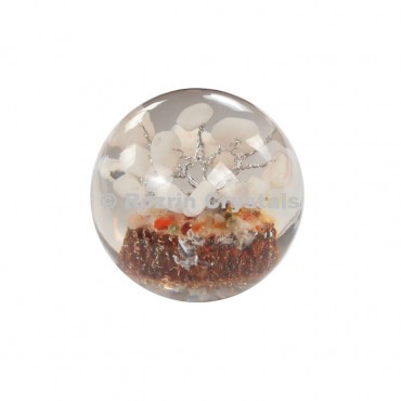 White Agate Tree in Orgone Ball