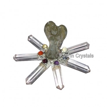 Labrodrite Angel with Crystal Point Energy Generator