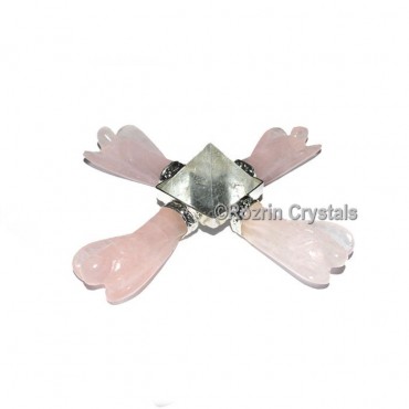 Rose Quartz Angel with Crystal Pyramids Energy Generator