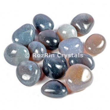 High Grade Gray Agate   Tumbled Stones