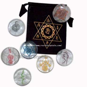 Best Quality 7 symbol crystal Round  reiki Healing Set