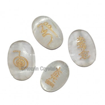 High Quality Selenite Ovel Shape Reiki Set