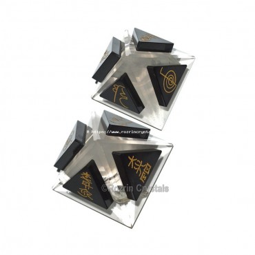 High Quality Crystal  Reiki Healing Pyramid set With Black Triangle