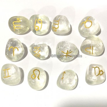 Crystal Quartz 12 pcs Reiki Zodiac Sign Symbols set