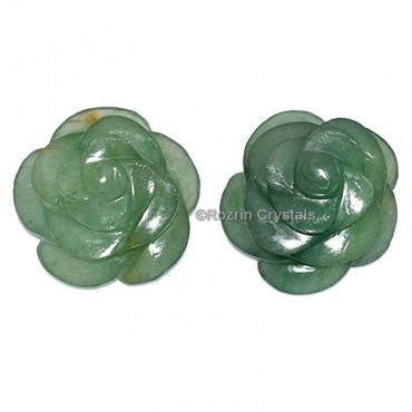 Green Aventurine Carved Gemstone Rose