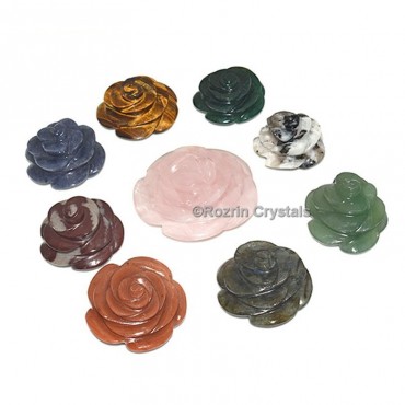 Mix stone Decorative Carved Gemstone Rose