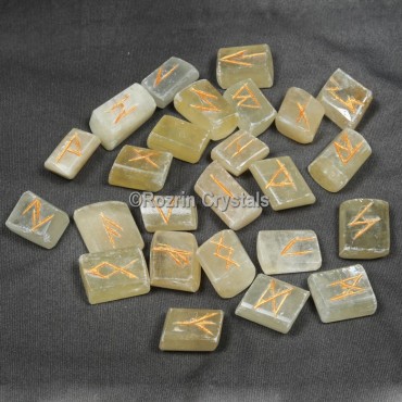 Natural Honey Calcite Rune Set