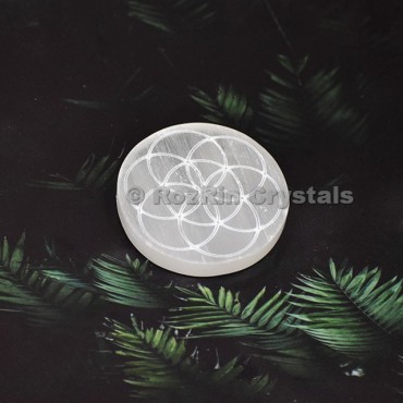 Flower Of Life  Selenite Charging plate