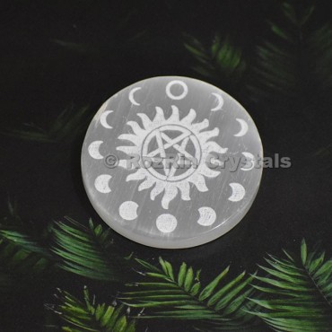 Selenite Moon Star Sun Charging Plate