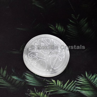 Selenite Tree Of Life Healing Charging Plate