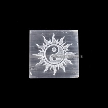 Ying Yang Sun Selenite Square Charging Plate