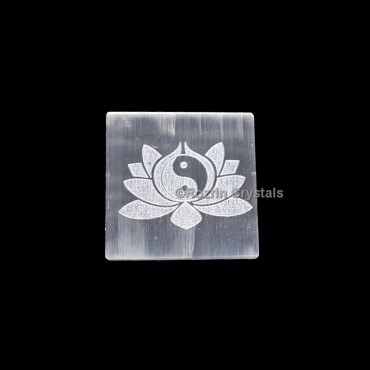 Ying Yang with Lotus Selenite Charging Plate