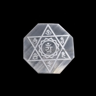 Chakra Sanskrit Selenite Charging Plate