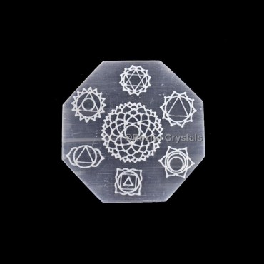 Chakra Symbol Selenite Charging Plate