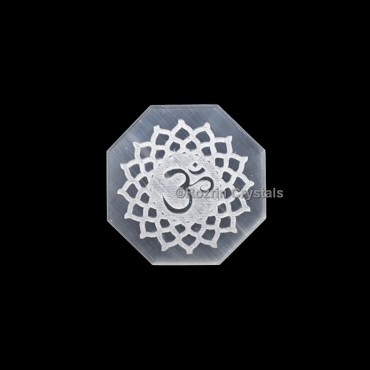 Om Flower of life Selenite Charging Plate