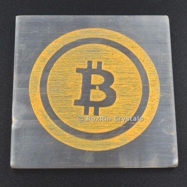 Bitcoin Selenite Charging Plate
