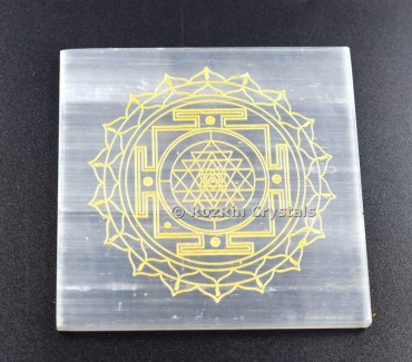 Square Shape Sri Yantra Selenite Charing Plate