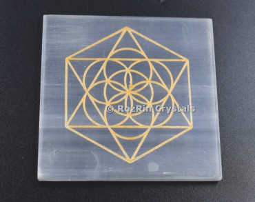 Sri Yantra With Flower Of Life Charging Plate