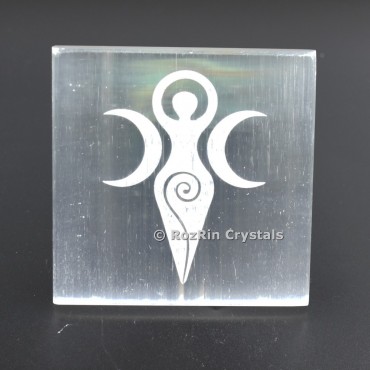 Goddess Carving Selenite Charging Plate