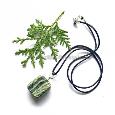 Green Zebra Tumbled Stone Necklace