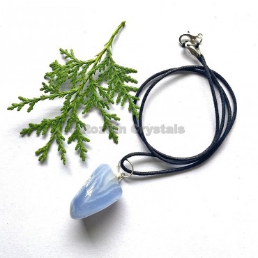 Blue Lace Agate Tumbled Stone Necklace