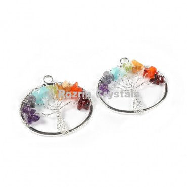 Chakra Tree Of Life Circle Pendant