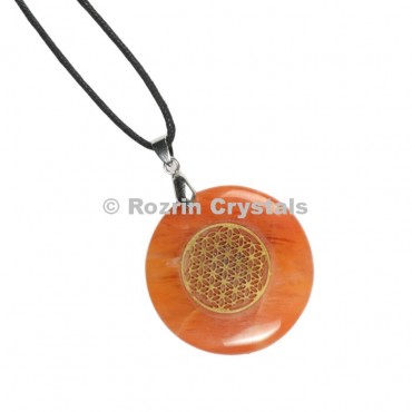 Peach Aventurine Flower of life Pendant