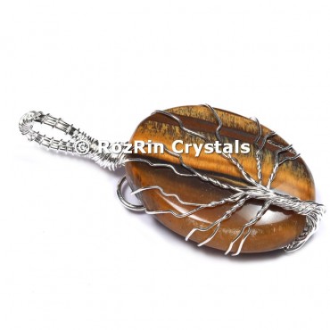 Tiger Eye  Tree Of Life Pendant