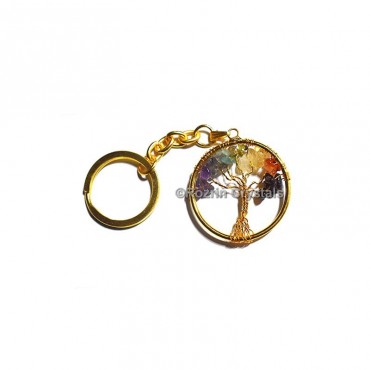 Chakra Tree Of Life Golden Keychain