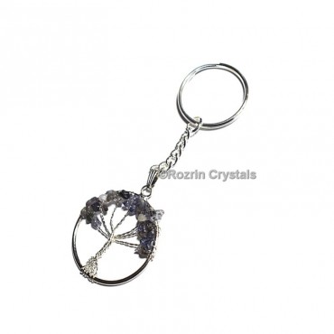 Smoky Quartz Tree Of Life Keychain