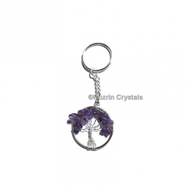 Amethyst Tree Of Life Keychain