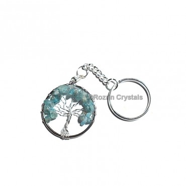 Aquamarine  Tree Of Life Keychain