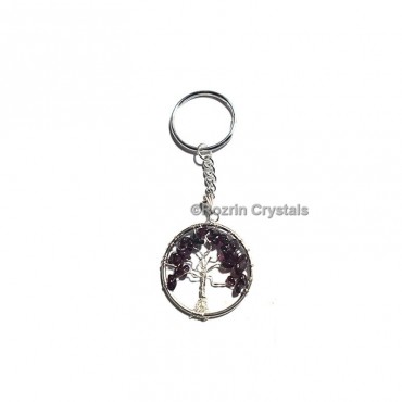 Garnet Tree Of Life Keychain