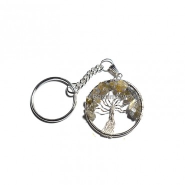 Lemon Quartz Tree Of Life Keychain