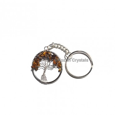 Tiger Eye  Tree Of Life Keychain