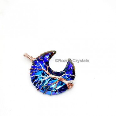 Aura Wire Wrap Crescent Tree Of Life Pendant