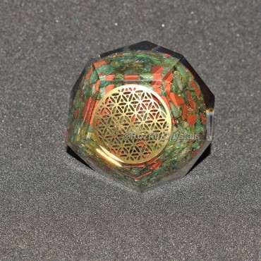 Orgone Unakite  Flower Of Life Healing Dodecahedron