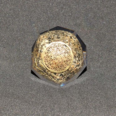 Orgone Dalmantian  Flower Of Life Healing Dodecahedron