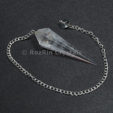 Clear Quartz 6 Faceted Pendulums